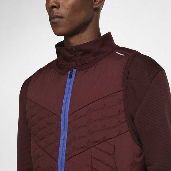 Nike AeroLayer Wild Running Puffer Vest Red Blue CU6058-624 Jogging Reversible - Picture 12 of 12